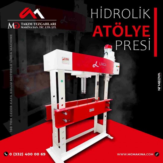 150 Ton Gezer Kafa Kollu Motorlu Lİnda Machine Hidrolik Atölye Presi