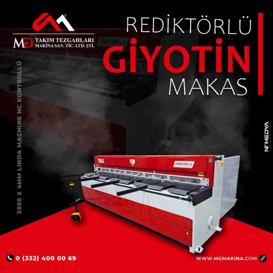 LRGM 3050 x 4mm Linda Machine NC Kontrollü Rediktörlü Giyotin Makas