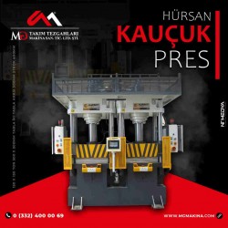 Hürsan 150 x 150 Ton 500 x 500mm Tabla İki tabla Arası 500mm Strok 400mm Kauçuk Presi