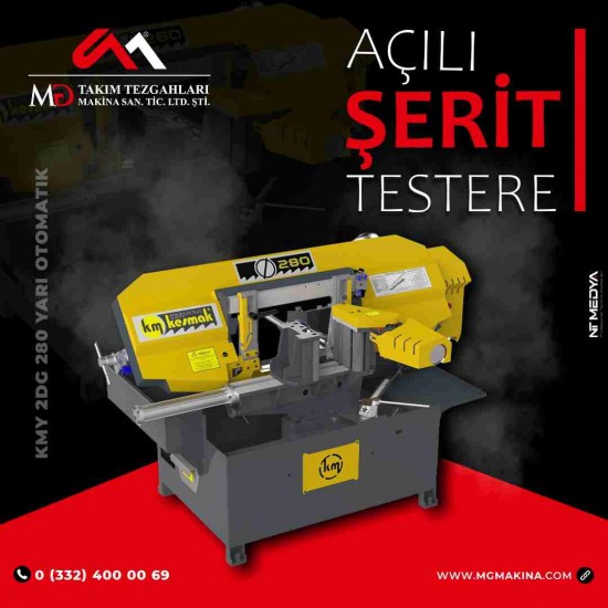 KMY 2DG 280 Yarı Otomatik Açılı Şerit Testere