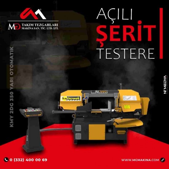 KMY 2DG 350 Yarı Otomatik Açılı Şerit Testere