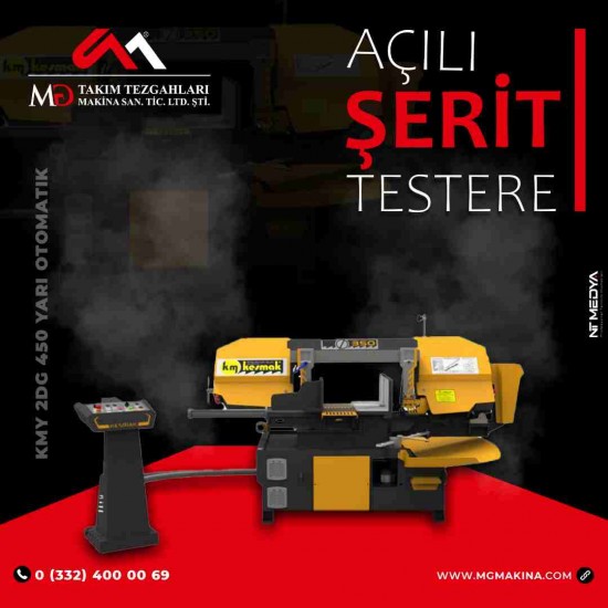 KMY 2DG 450 Yarı Otomatik Açılı Şerit Testere