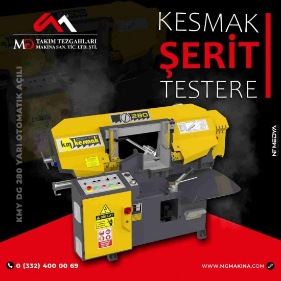 KMY DG 280 Yarı Otomatik Açılı Kesmak Şerit Testere