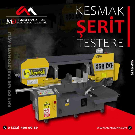KMY DG 450 Yarı Otomatik Açılı Kesmak Şerit Testere