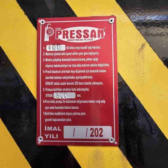 200 Ton Pressan Sutunlu Sıvama Pres  Model Yılı : 2024 