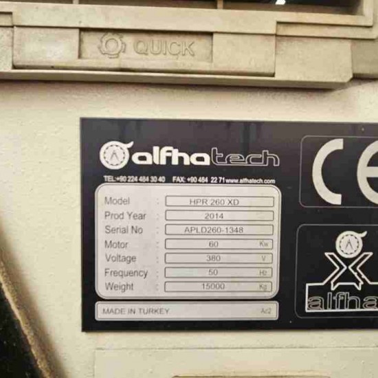 Alfatech 3000 x 12000 x HPR 260 XD Hypertherm   2014 Model Plazma Kesim  