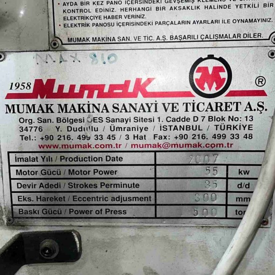 500 Ton Eksantrik Pres 2007 Model 